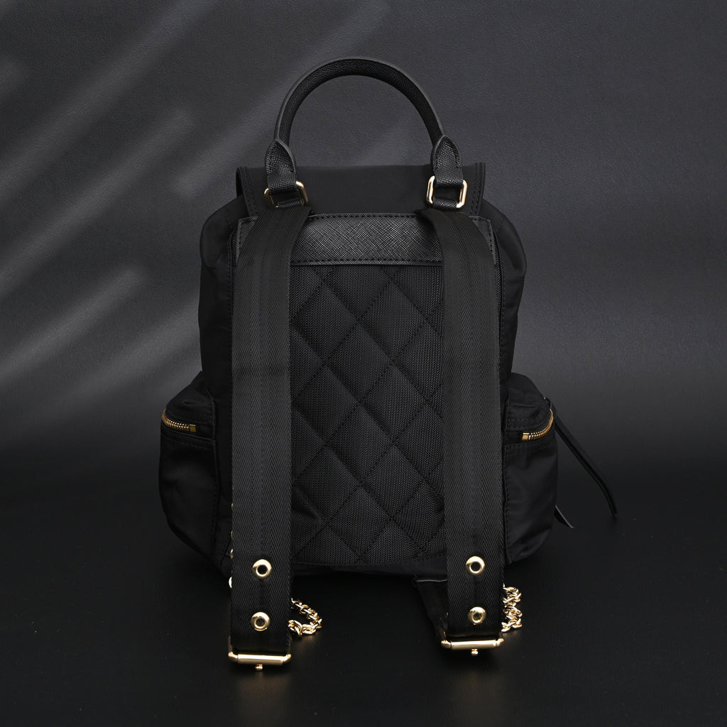 Burberry The Rucksack ¨C Black Nylon & Leather Backpack with Gold-Tone Hardware