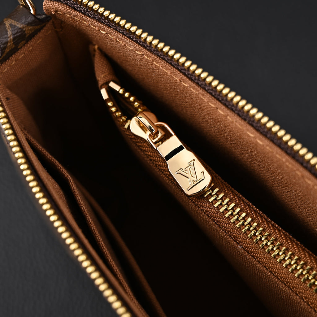 Louis Vuitton Pochette Accessoires Monogram Canvas Clutch Bag ¨C Brown with Gold Chain (M82766)
