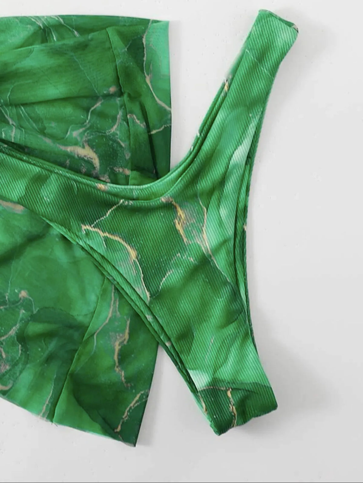 Women's Marble Print Bikini Set â€?3-Piece Bra, Panties & Cover-Up Skirt