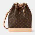 LV No¨¦ Monogram Canvas Bucket Shoulder Bag with Leather Trim and Drawstring Closure (27.5 x 36 x 20) cm