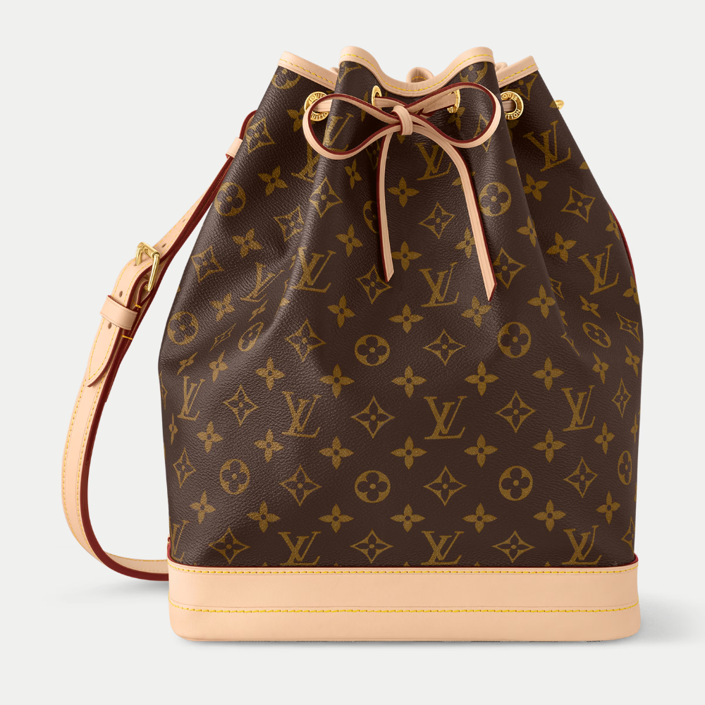 LV No¨¦ Monogram Canvas Bucket Shoulder Bag with Leather Trim and Drawstring Closure (27.5 x 36 x 20) cm