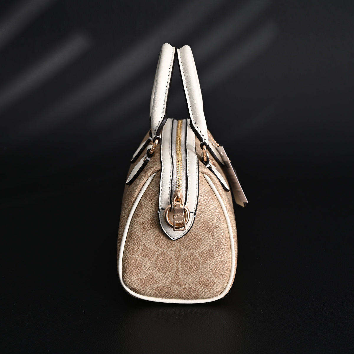Coach Rowan Satchel ¨C Signature Canvas Top Handle Bag with Crossbody Strap (Khaki/Chalk)