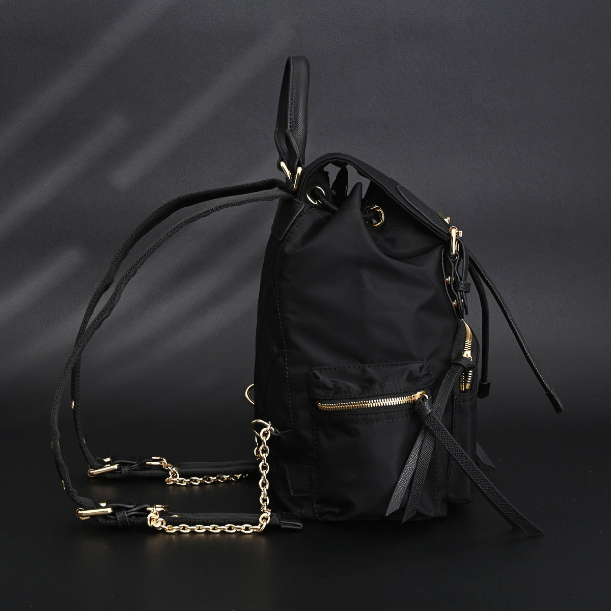 Burberry The Rucksack ¨C Black Nylon & Leather Backpack with Gold-Tone Hardware