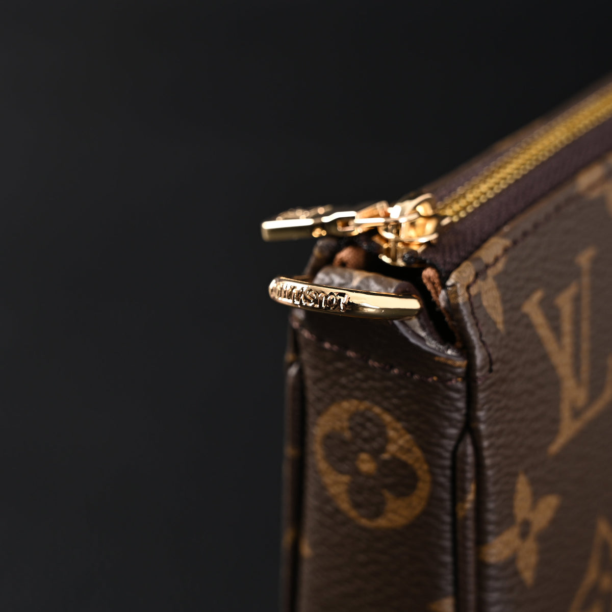 Louis Vuitton Pochette Accessoires Monogram Canvas Clutch Bag ¨C Brown with Gold Chain (M82766)