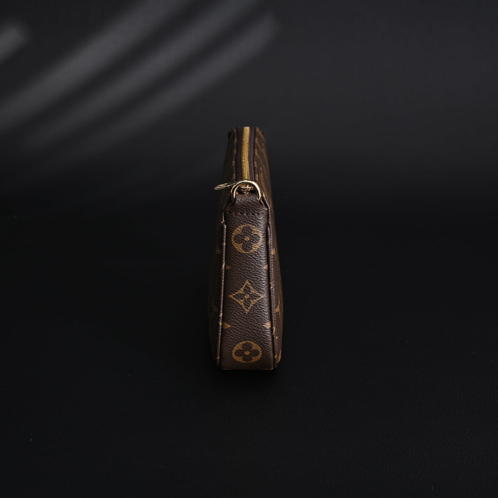 Louis Vuitton Pochette Accessoires Monogram Canvas Clutch Bag ¨C Brown with Gold Chain (M82766)