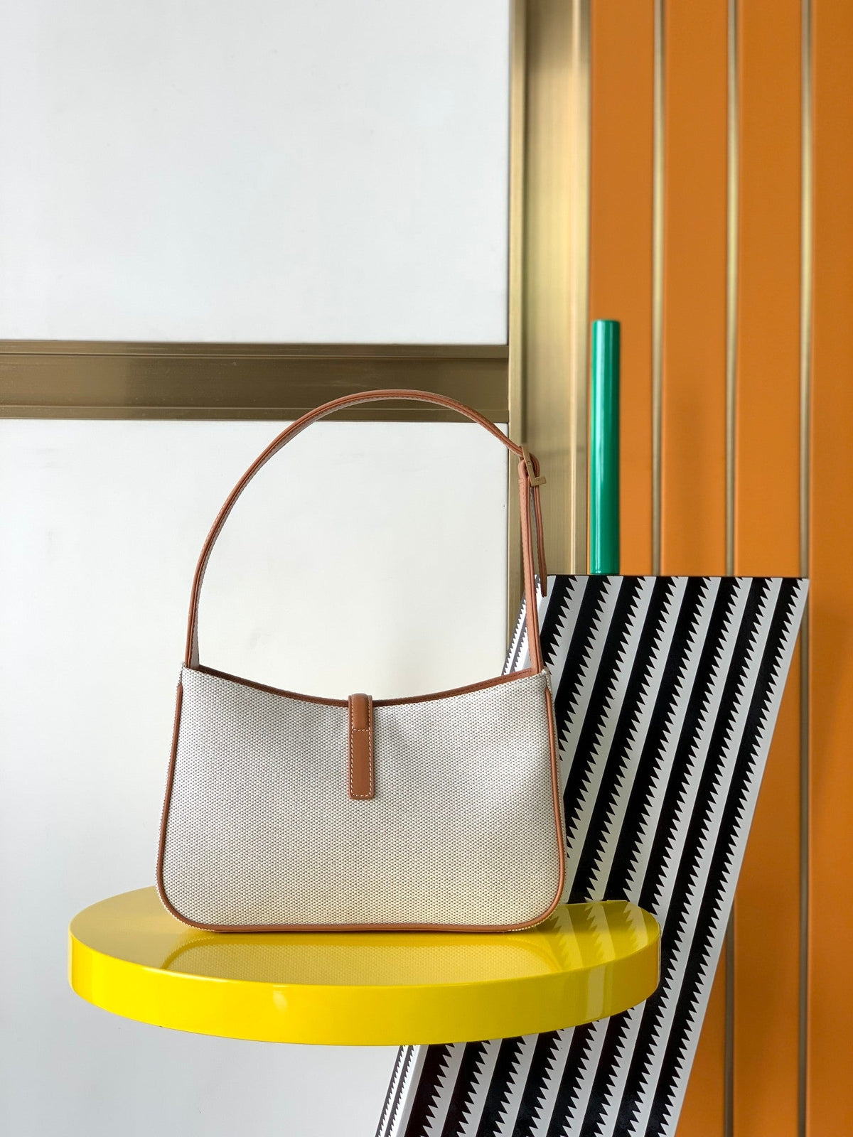 YSL LE 5 ¡§¡è 7 in canvas and leather - 23 X 16 X 6.5 CM