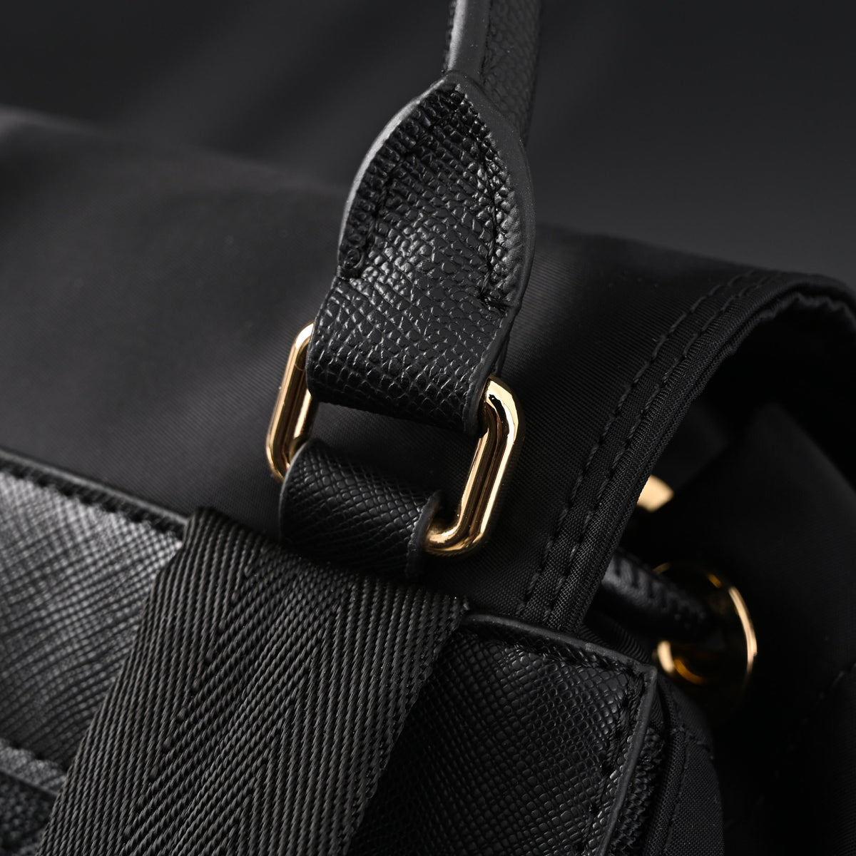 Burberry The Rucksack ¨C Black Nylon & Leather Backpack with Gold-Tone Hardware
