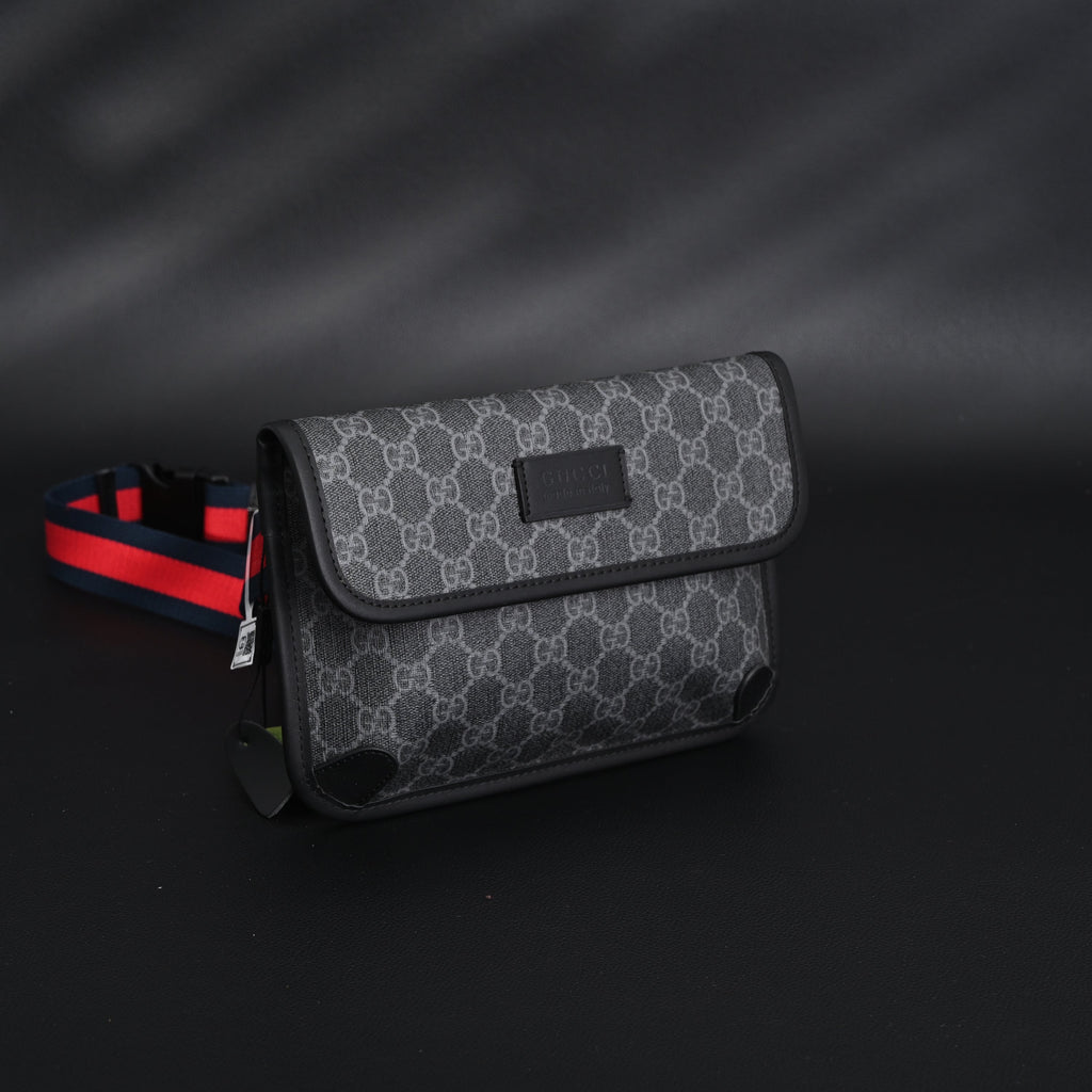 Gucci Ophidia GG Supreme Belt Bag ¨C Black/Grey with Web Strap