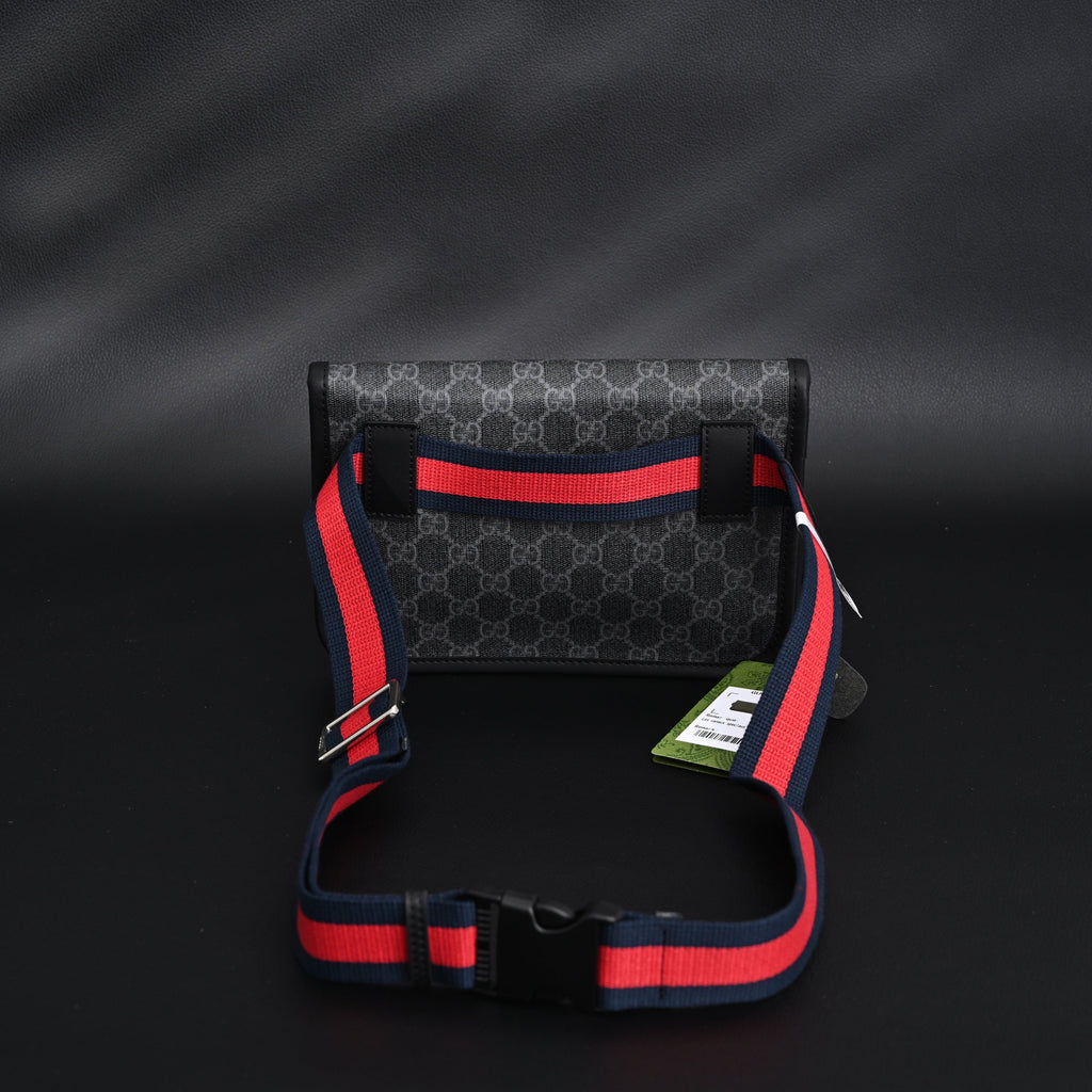 Gucci Ophidia GG Supreme Belt Bag ¨C Black/Grey with Web Strap