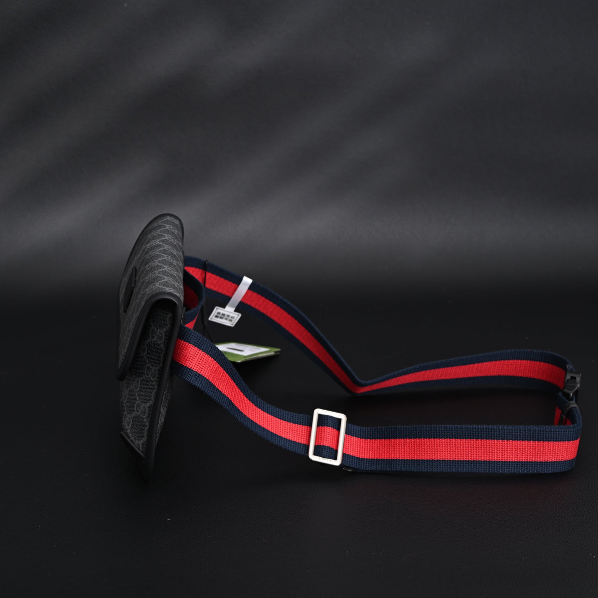 Gucci Ophidia GG Supreme Belt Bag ¨C Black/Grey with Web Strap