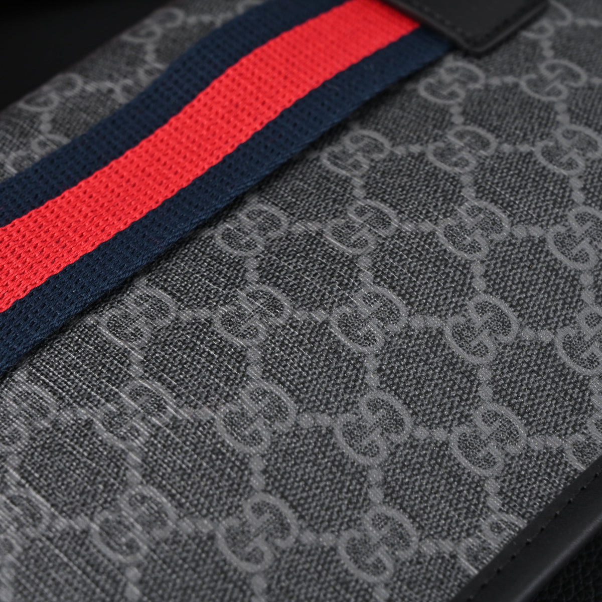Gucci Ophidia GG Supreme Belt Bag ¨C Black/Grey with Web Strap