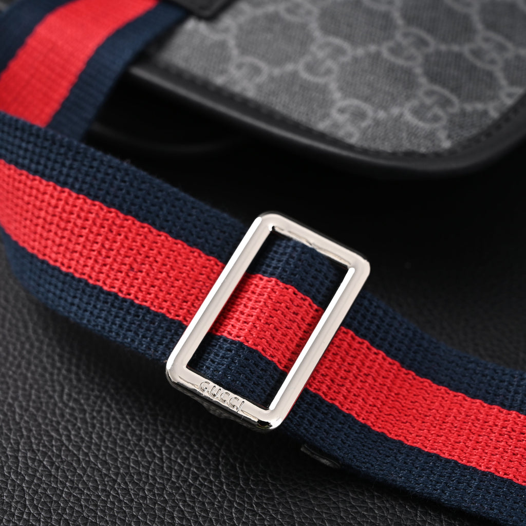 Gucci Ophidia GG Supreme Belt Bag ¨C Black/Grey with Web Strap