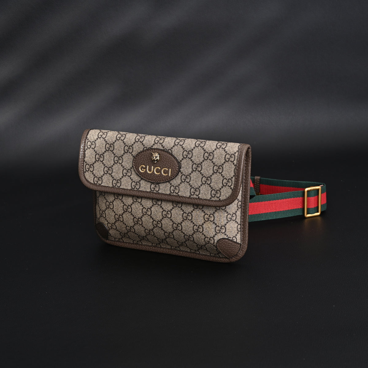Gucci Ophidia GG Supreme Mini Belt Bag ¨C Beige/Ebony with Web Stripe