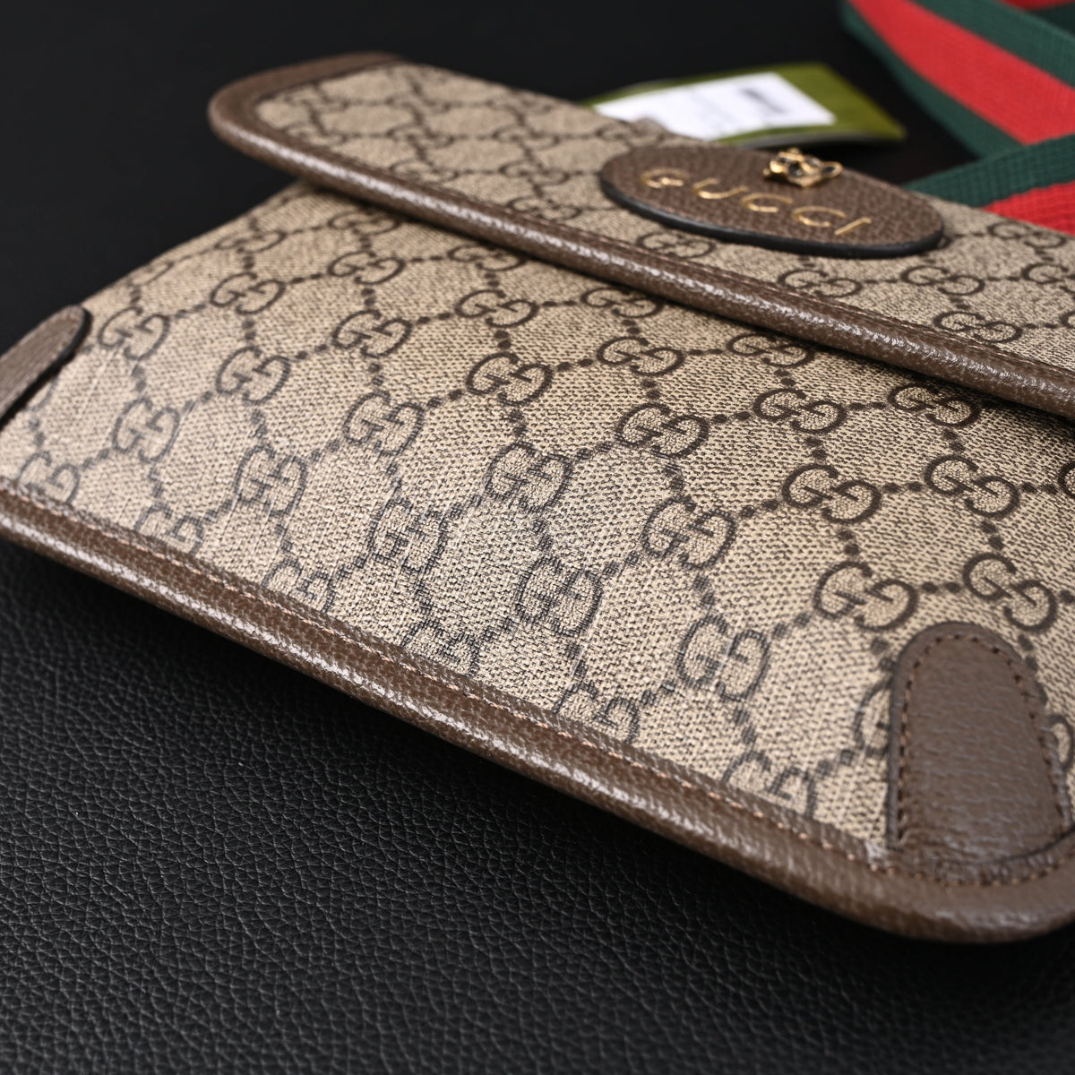 Gucci Ophidia GG Supreme Mini Belt Bag ¨C Beige/Ebony with Web Stripe