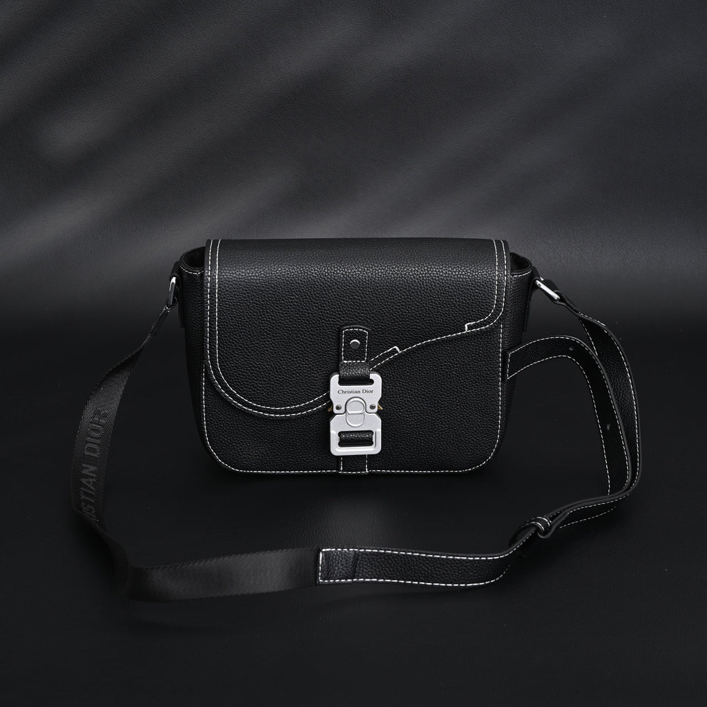 Dior Saddle Crossbody Bag ¨C Black Grained Calfskin with Silver-Tone Hardware