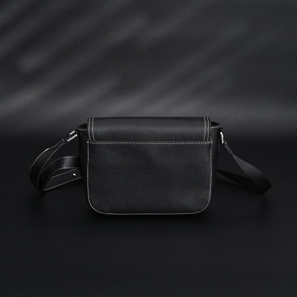 Dior Saddle Crossbody Bag ¨C Black Grained Calfskin with Silver-Tone Hardware