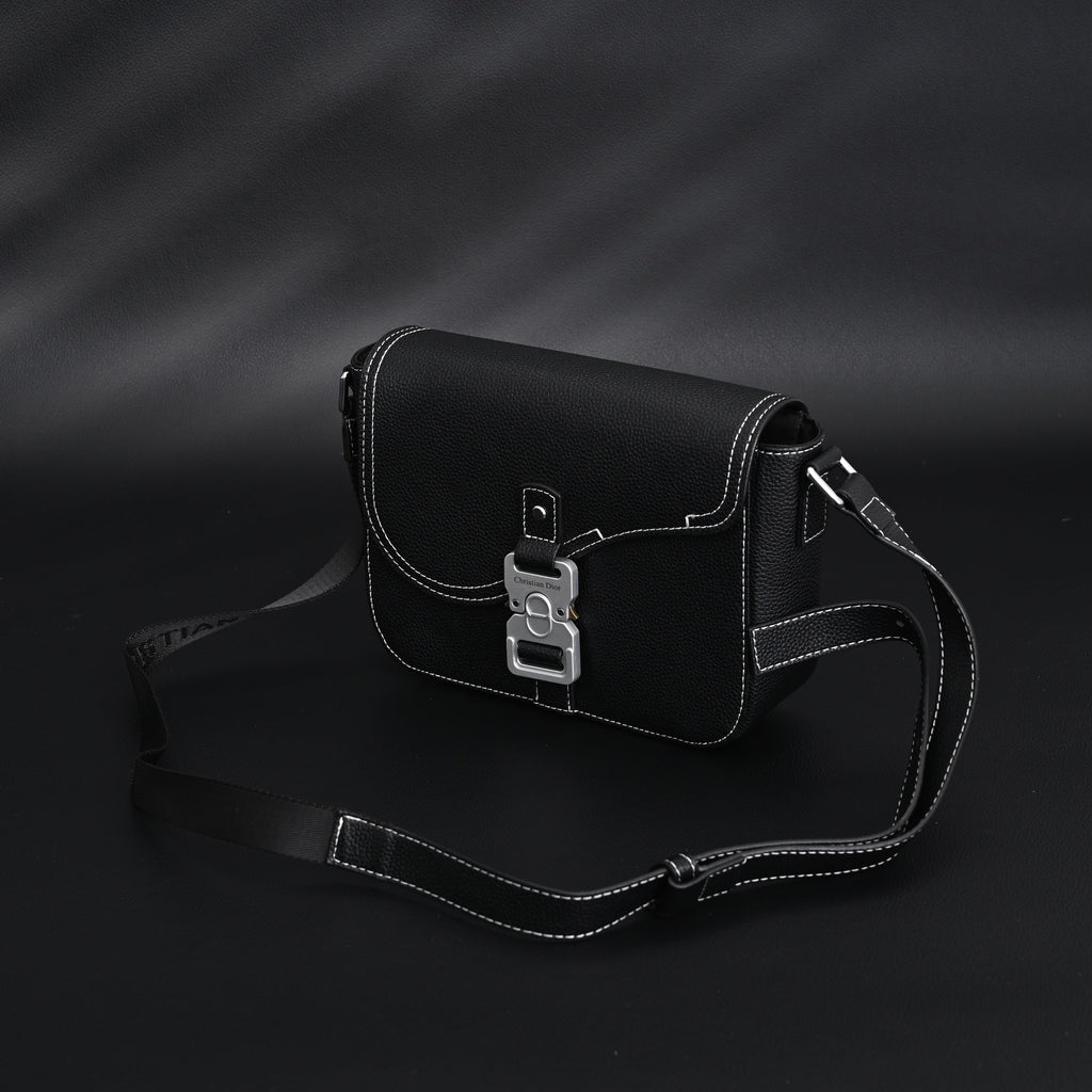 Dior Saddle Crossbody Bag ¨C Black Grained Calfskin with Silver-Tone Hardware
