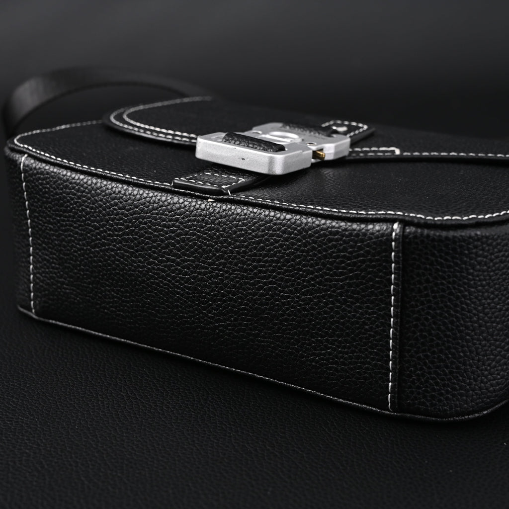 Dior Saddle Crossbody Bag ¨C Black Grained Calfskin with Silver-Tone Hardware