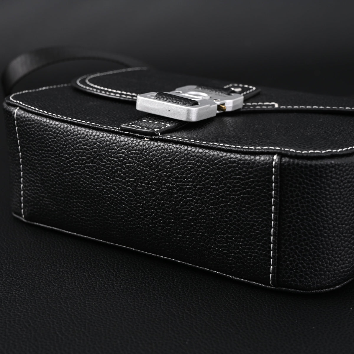 Dior Saddle Crossbody Bag ¨C Black Grained Calfskin with Silver-Tone Hardware
