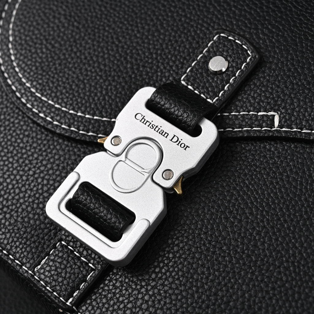 Dior Saddle Crossbody Bag ¨C Black Grained Calfskin with Silver-Tone Hardware