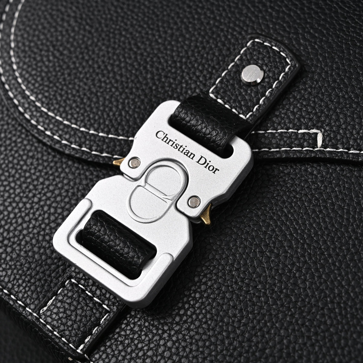 Dior Saddle Crossbody Bag ¨C Black Grained Calfskin with Silver-Tone Hardware