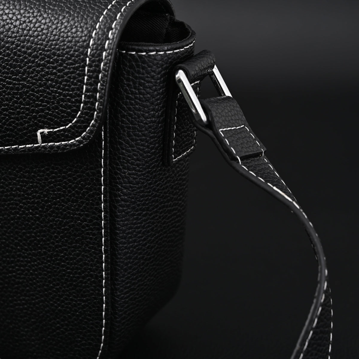 Dior Saddle Crossbody Bag ¨C Black Grained Calfskin with Silver-Tone Hardware