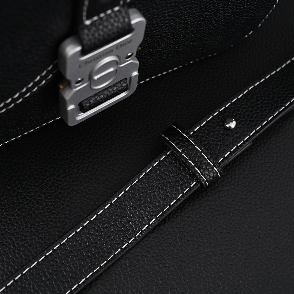 Dior Saddle Crossbody Bag ¨C Black Grained Calfskin with Silver-Tone Hardware