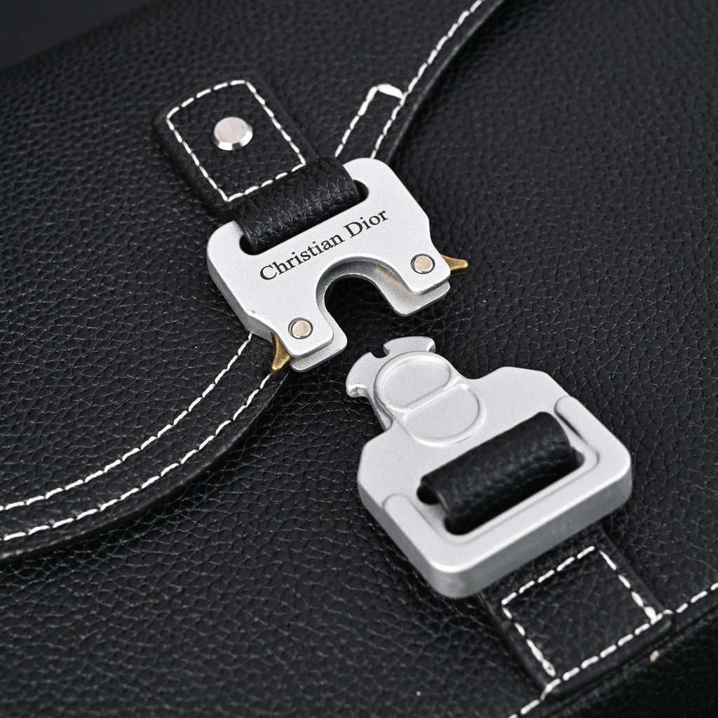 Dior Saddle Crossbody Bag ¨C Black Grained Calfskin with Silver-Tone Hardware