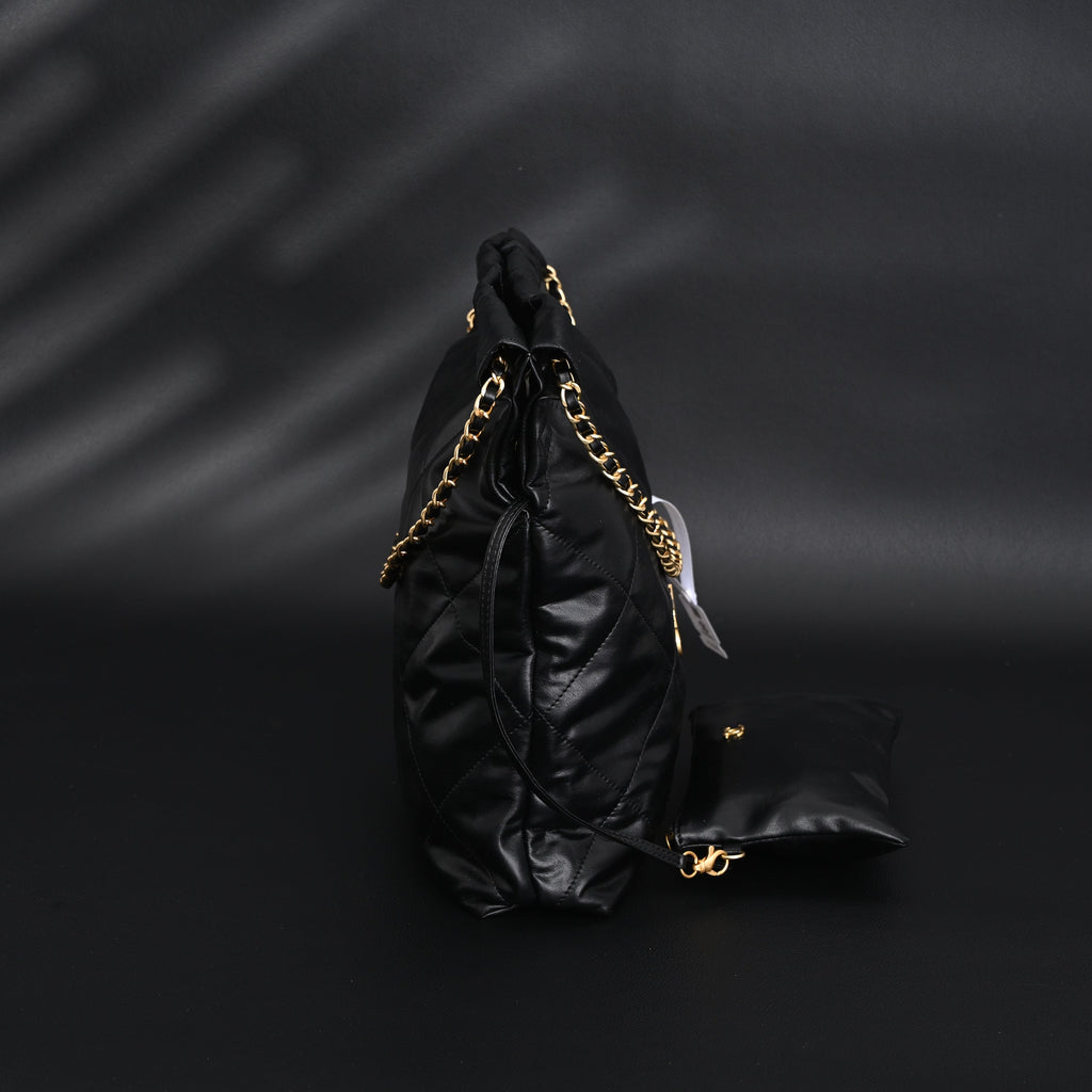 Chanel 19 Flap Bag ¨C Black Quilted Lambskin with Gold & Ruthenium Hardware