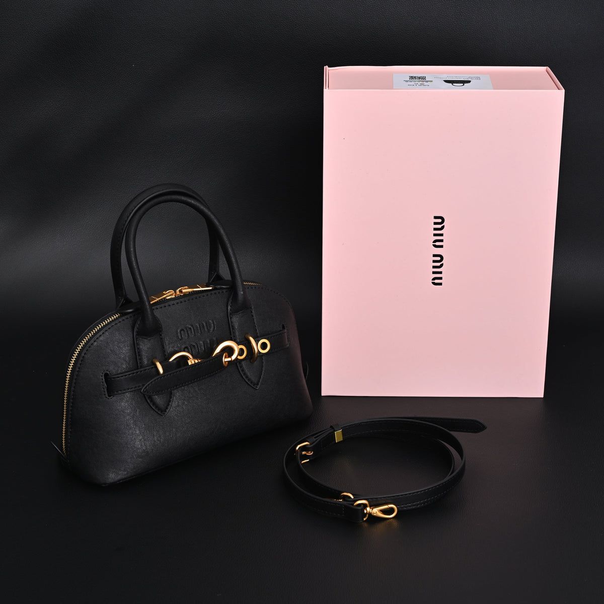 Miu Miu Black Leather Satchel Bag ¨C Medium Structured Tote