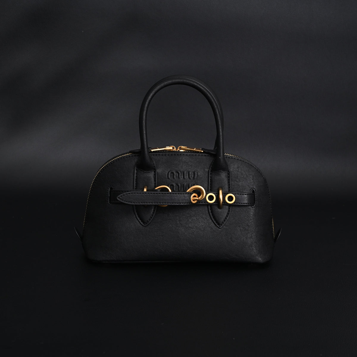 Miu Miu Black Leather Satchel Bag ¨C Medium Structured Tote