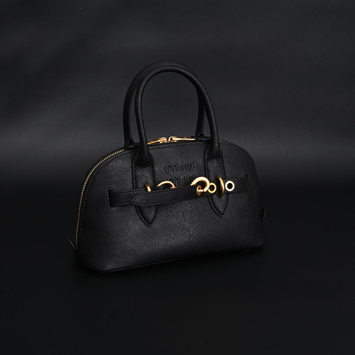 Miu Miu Black Leather Satchel Bag ¨C Medium Structured Tote