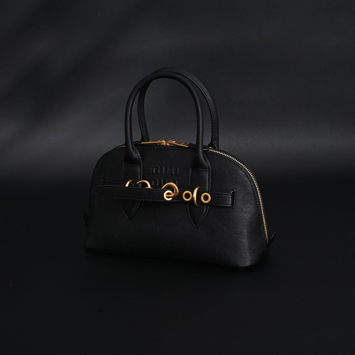 Miu Miu Black Leather Satchel Bag ¨C Medium Structured Tote