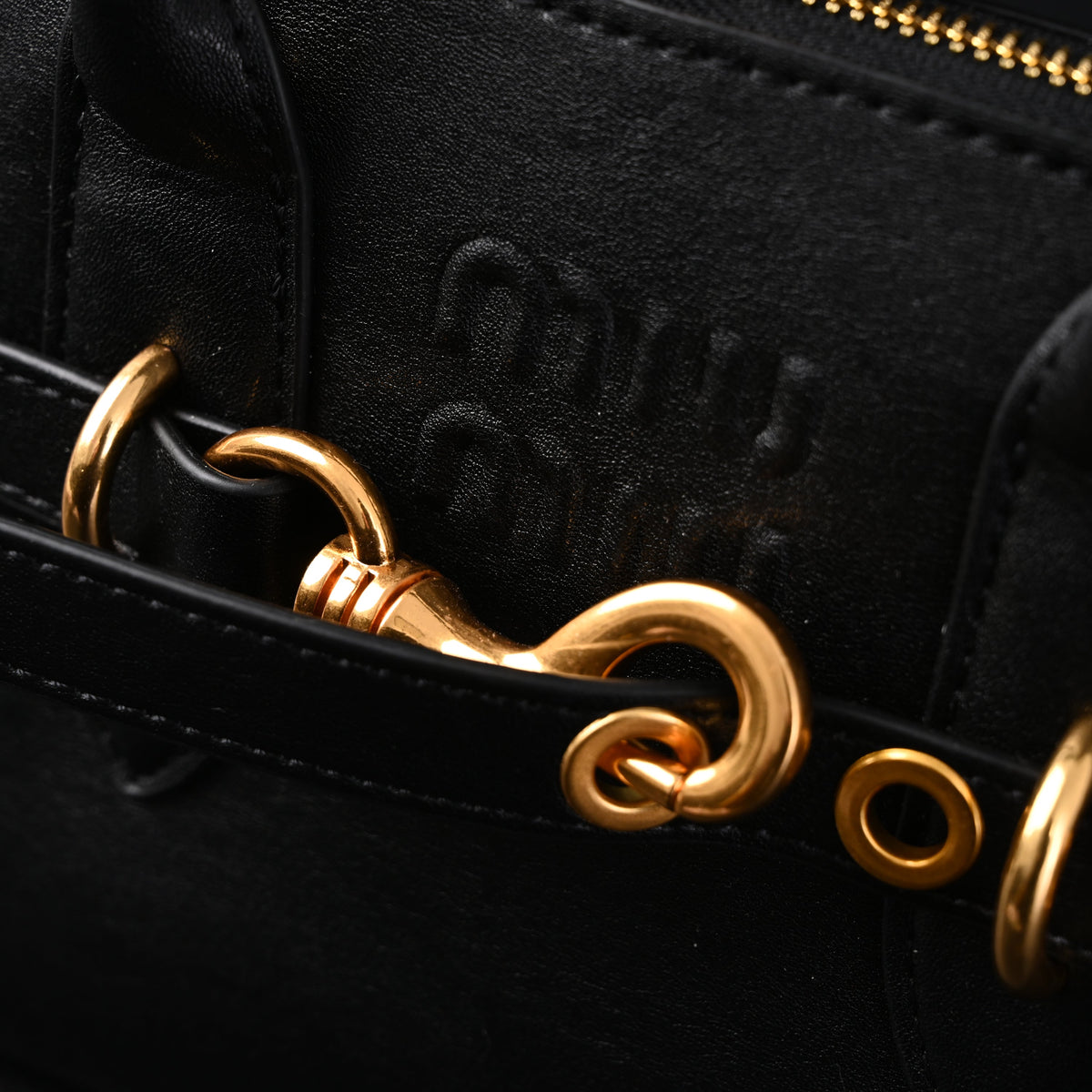 Miu Miu Black Leather Satchel Bag ¨C Medium Structured Tote