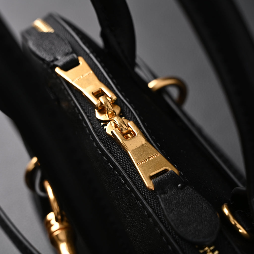 Miu Miu Black Leather Satchel Bag ¨C Medium Structured Tote