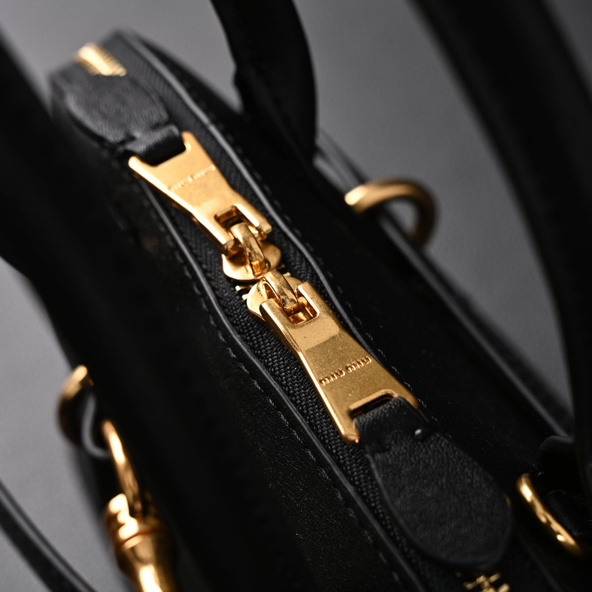 Miu Miu Black Leather Satchel Bag ¨C Medium Structured Tote