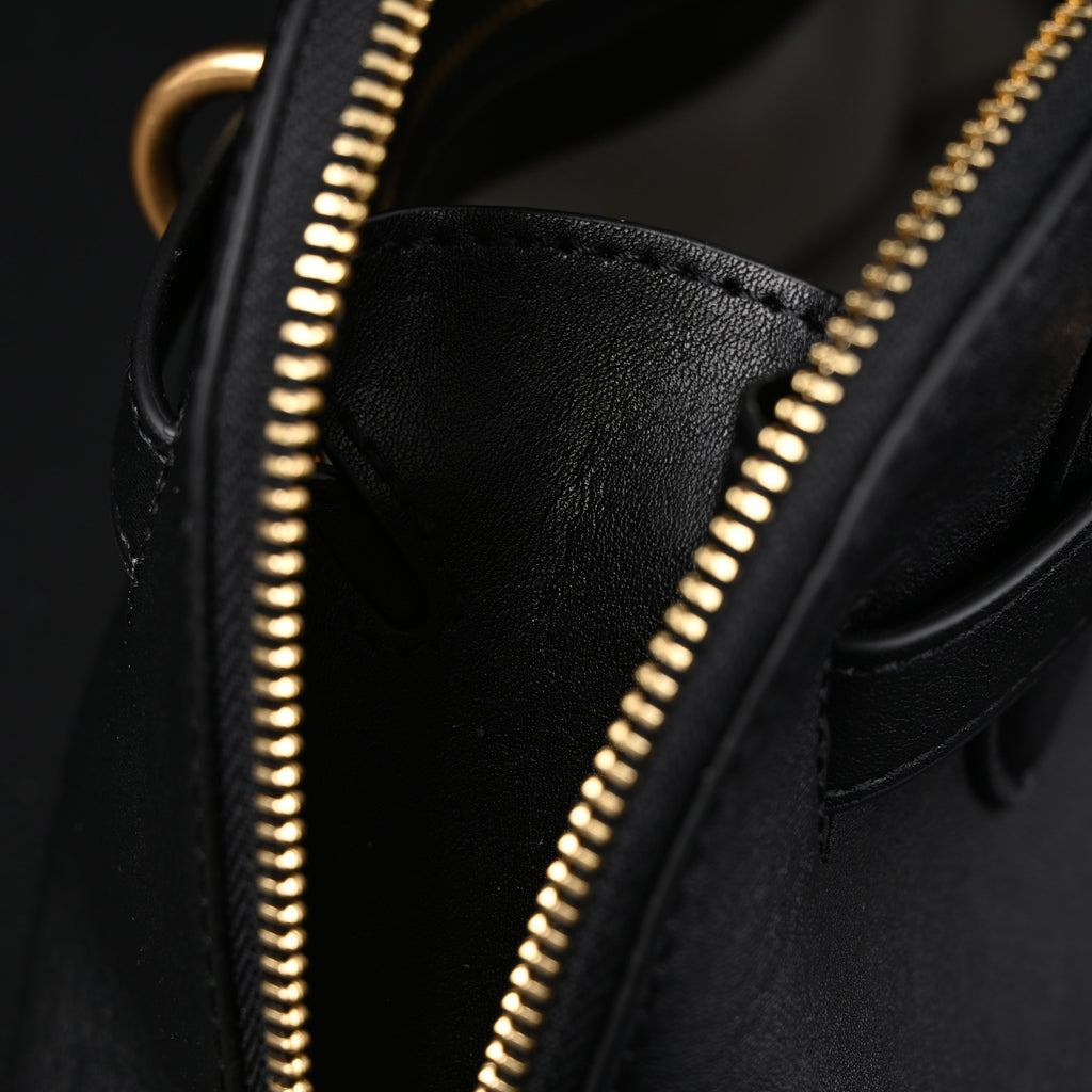 Miu Miu Black Leather Satchel Bag ¨C Medium Structured Tote