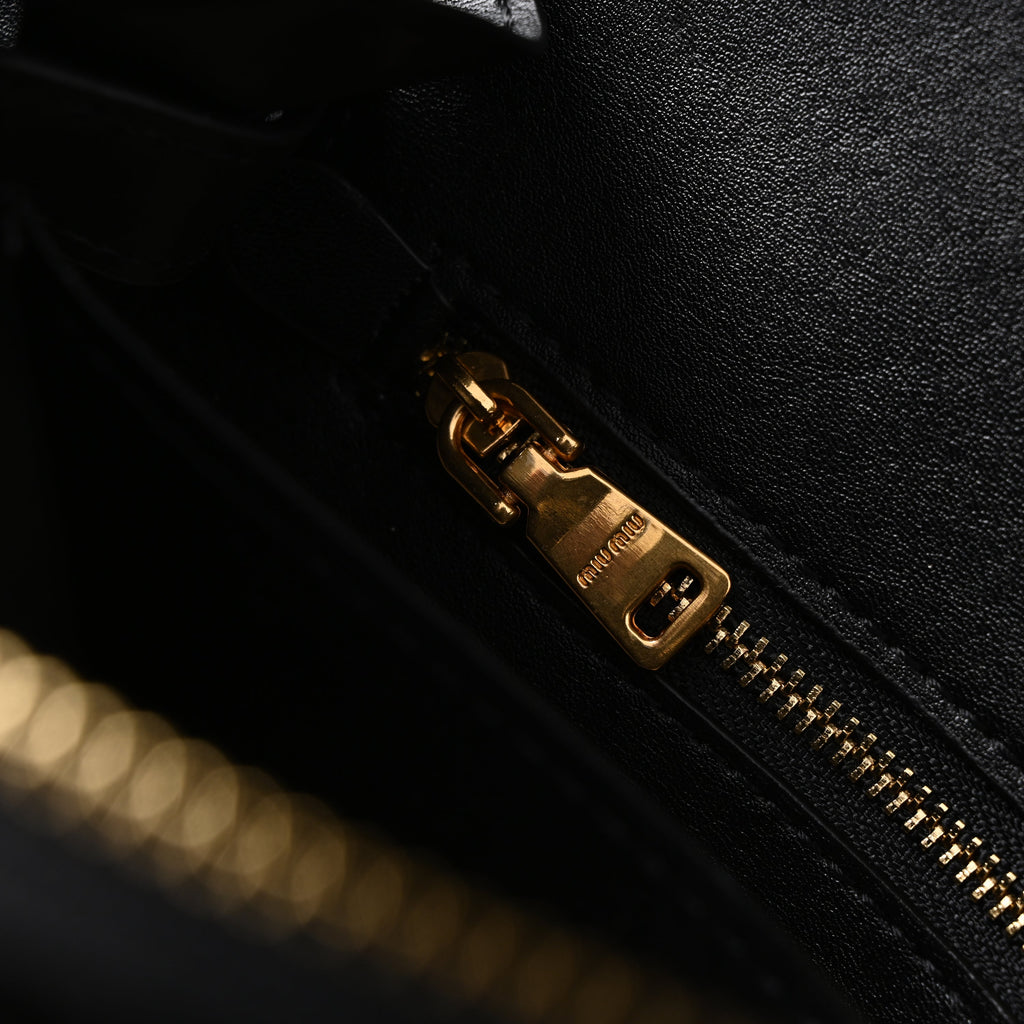 Miu Miu Black Leather Satchel Bag ¨C Medium Structured Tote