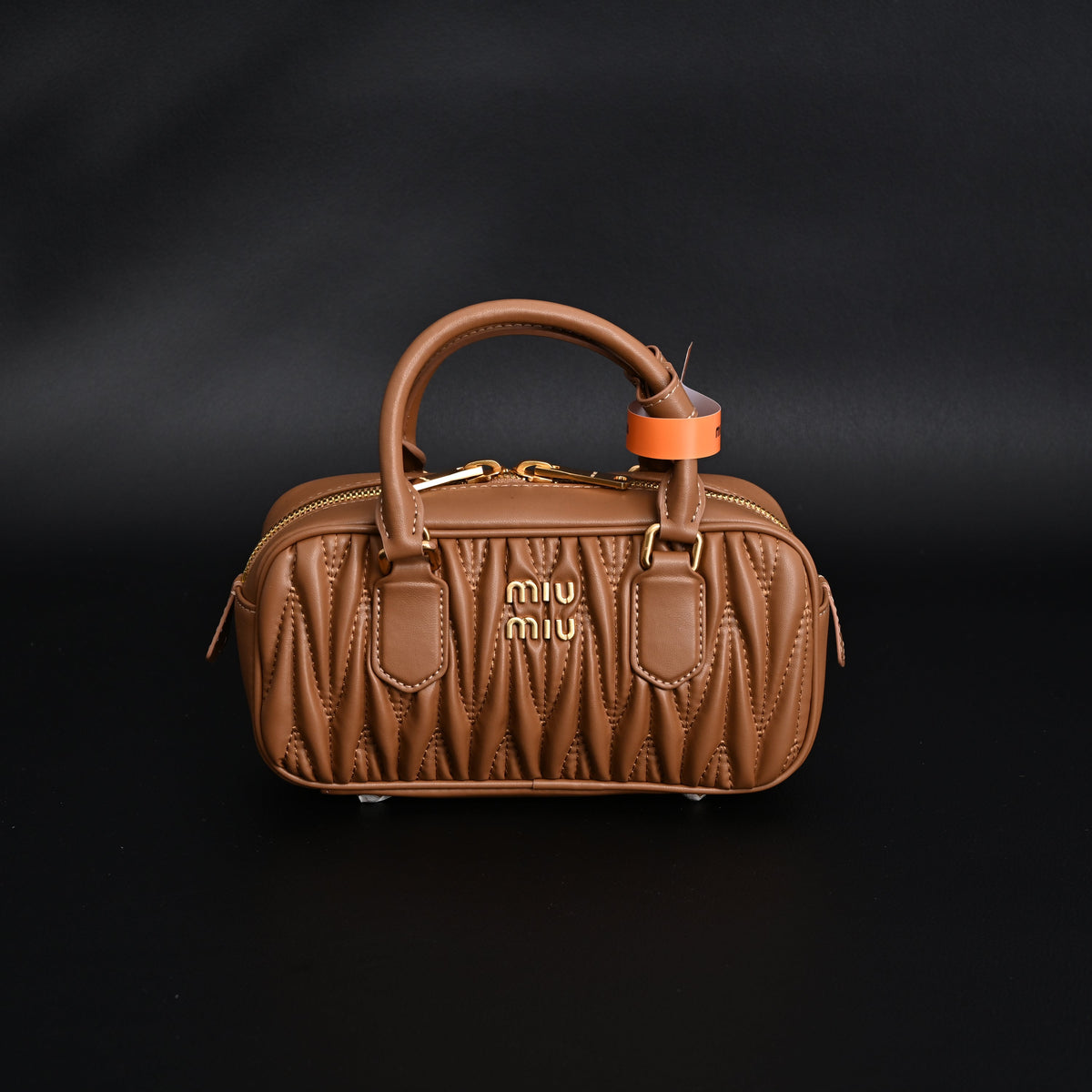 Miu Miu Matelass¨¦ Leather Top Handle Bag ¨C Caramel Brown