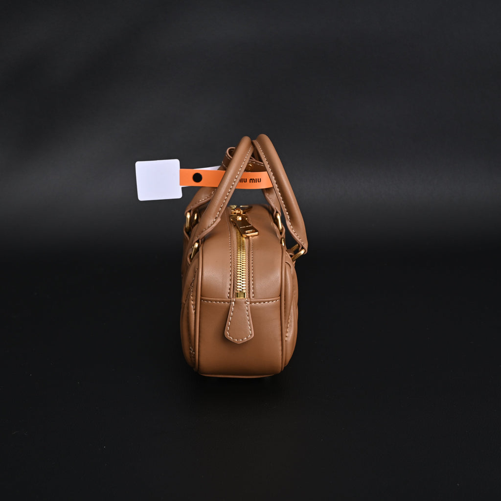Miu Miu Matelass¨¦ Leather Top Handle Bag ¨C Caramel Brown