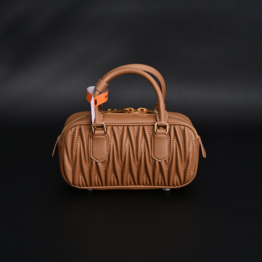 Miu Miu Matelass¨¦ Leather Top Handle Bag ¨C Caramel Brown