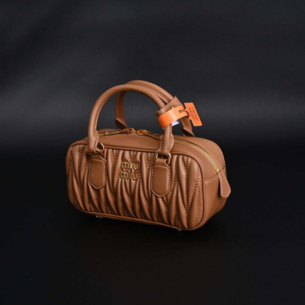 Miu Miu Matelass¨¦ Leather Top Handle Bag ¨C Caramel Brown
