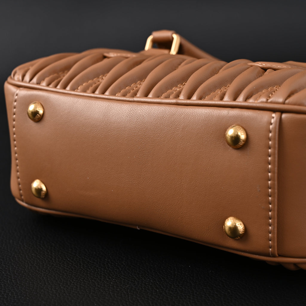 Miu Miu Matelass¨¦ Leather Top Handle Bag ¨C Caramel Brown