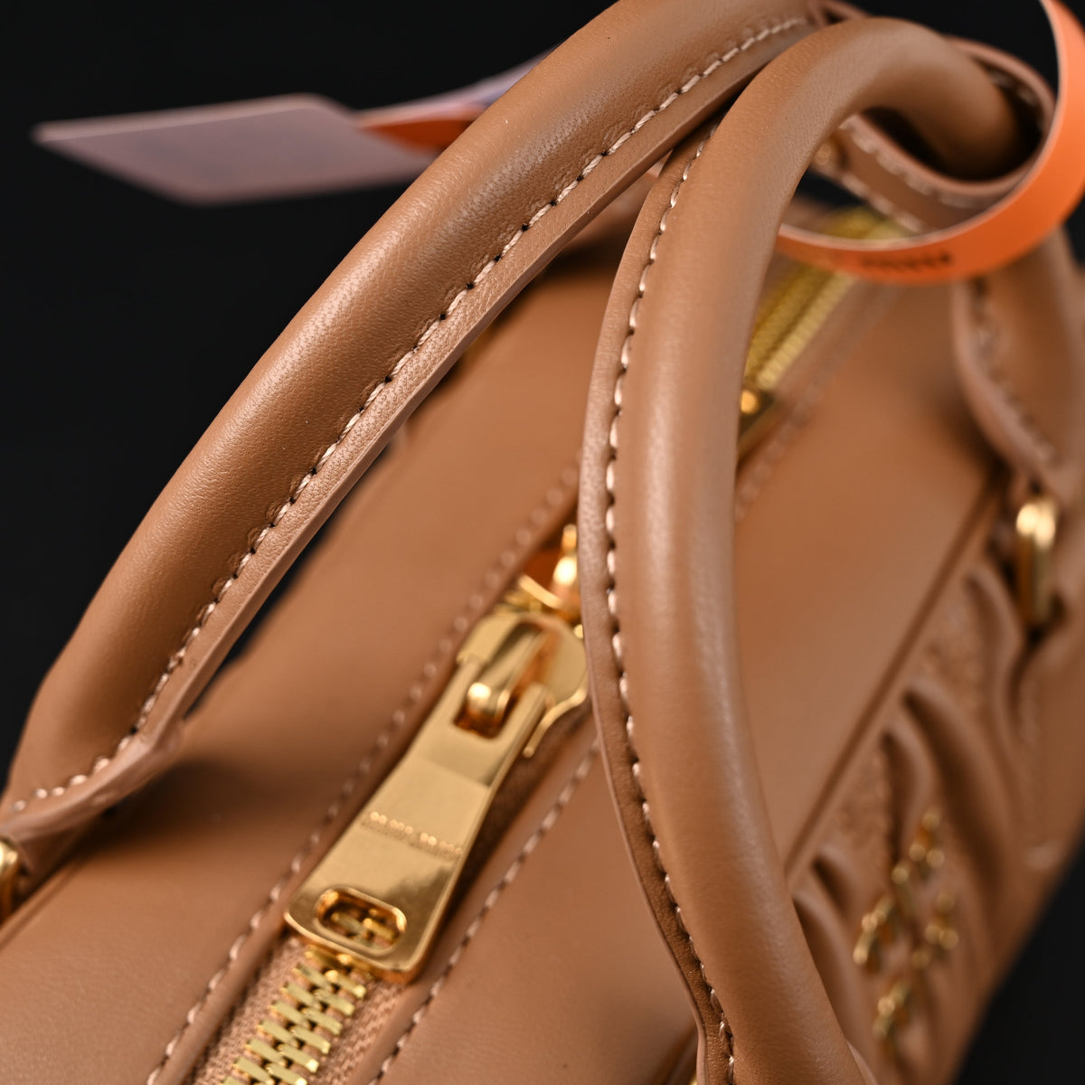 Miu Miu Matelass¨¦ Leather Top Handle Bag ¨C Caramel Brown
