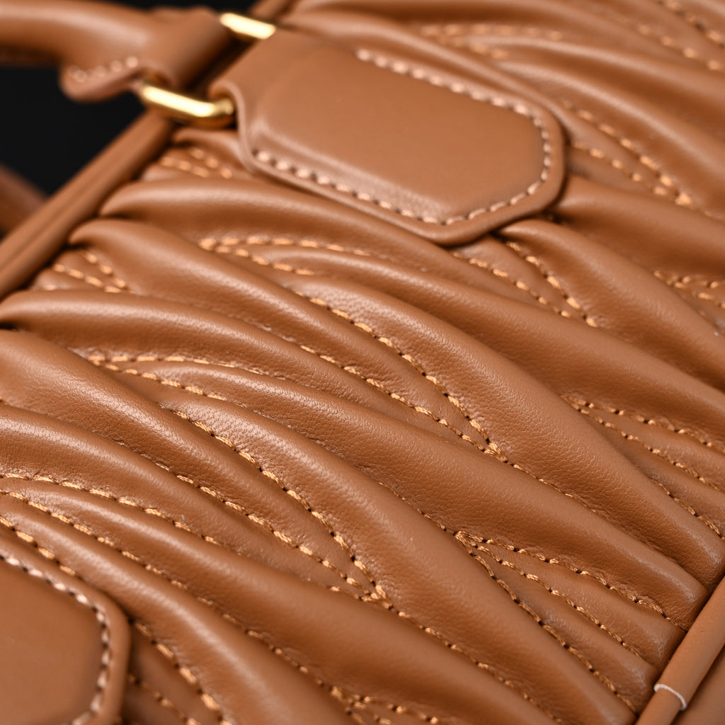 Miu Miu Matelass¨¦ Leather Top Handle Bag ¨C Caramel Brown