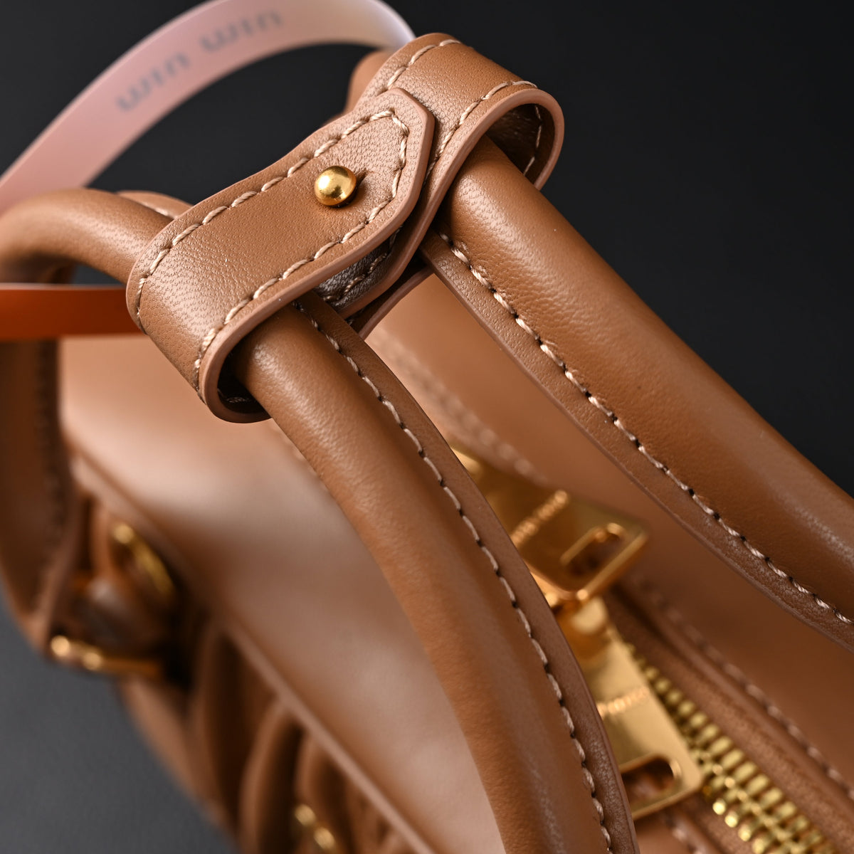 Miu Miu Matelass¨¦ Leather Top Handle Bag ¨C Caramel Brown