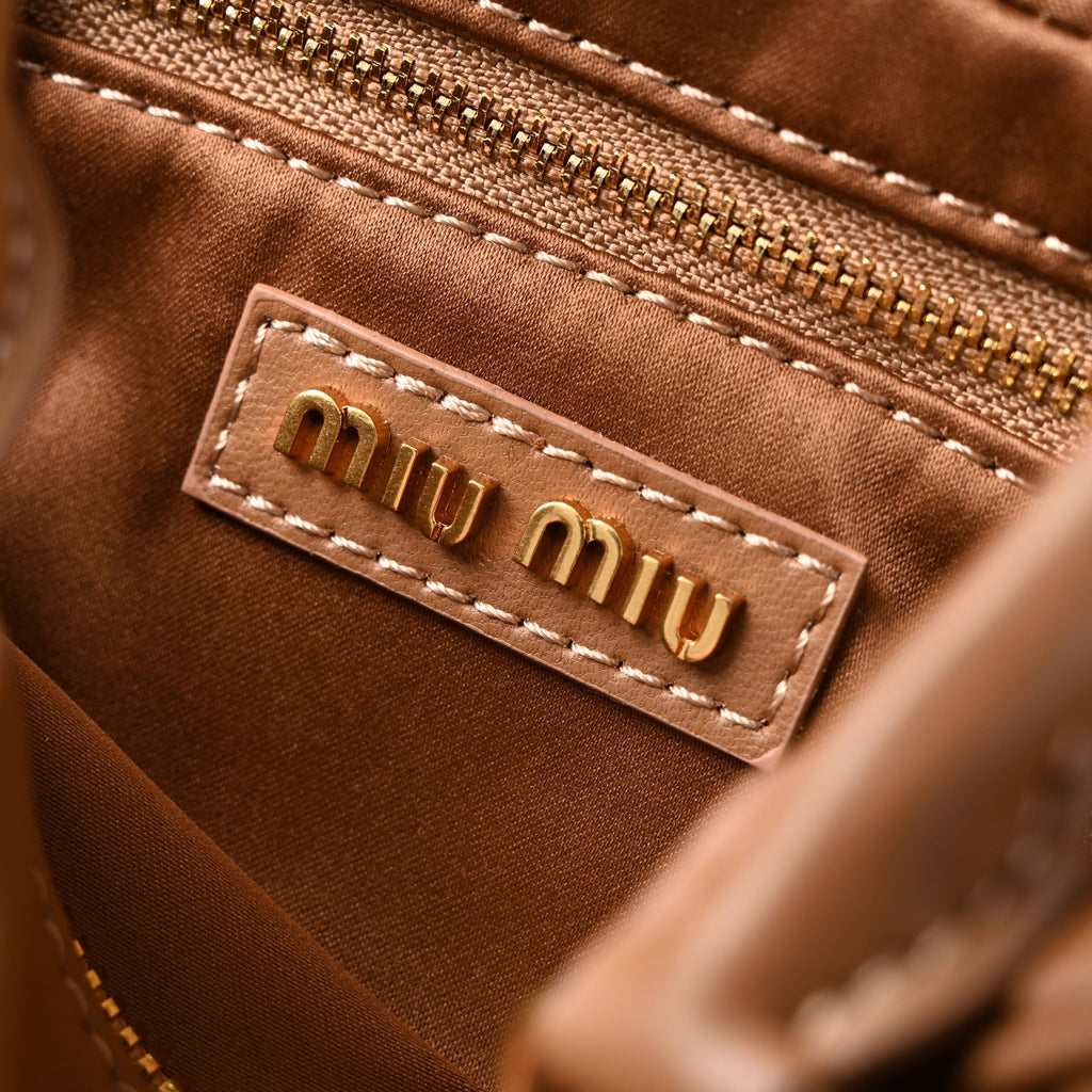 Miu Miu Matelass¨¦ Leather Top Handle Bag ¨C Caramel Brown