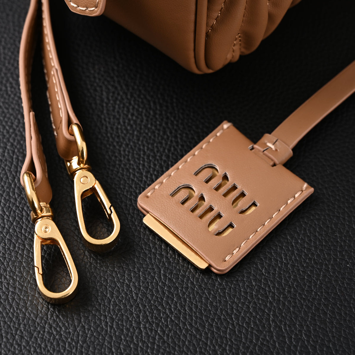 Miu Miu Matelass¨¦ Leather Top Handle Bag ¨C Caramel Brown