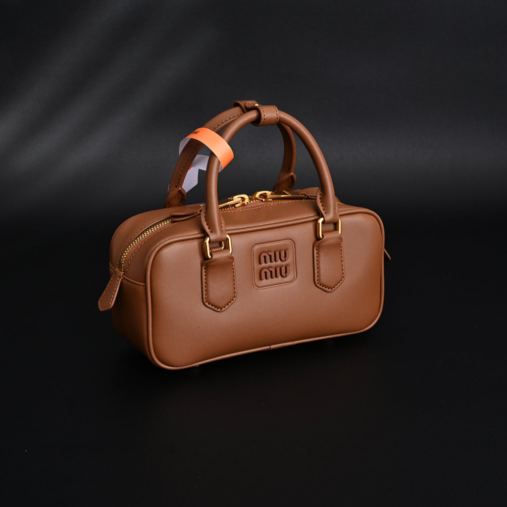 Miu Miu Leather Top Handle Satchel ¨C Caramel Brown