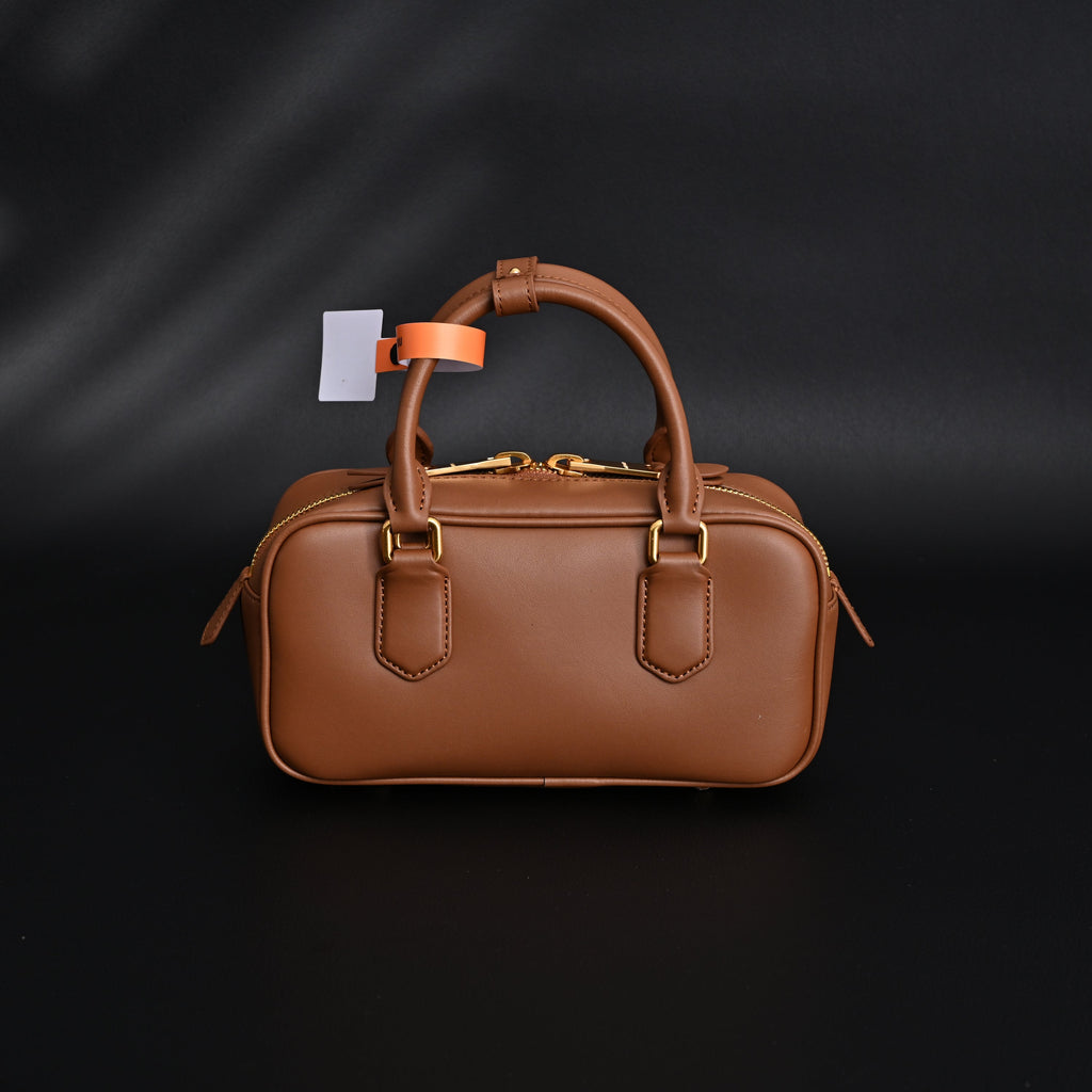 Miu Miu Leather Top Handle Satchel ¨C Caramel Brown